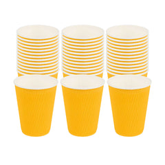 Restpresso 12 oz Yellow Paper Coffee Cup - Ripple Wall - 3 1/2