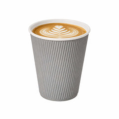 Restpresso 12 oz Gray Paper Coffee Cup - Ripple Wall - 3 1/2