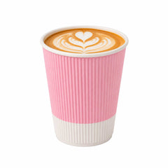 Restpresso 12 oz Light Pink Paper Coffee Cup - Ripple Wall - 3 1/2
