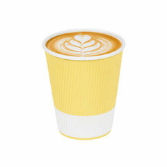 Restpresso 12 oz Light Yellow Paper Coffee Cup - Ripple Wall - 3 1/2