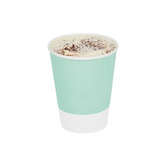 Restpresso 12 oz Light Green Paper Coffee Cup - Ripple Wall - 3 1/2