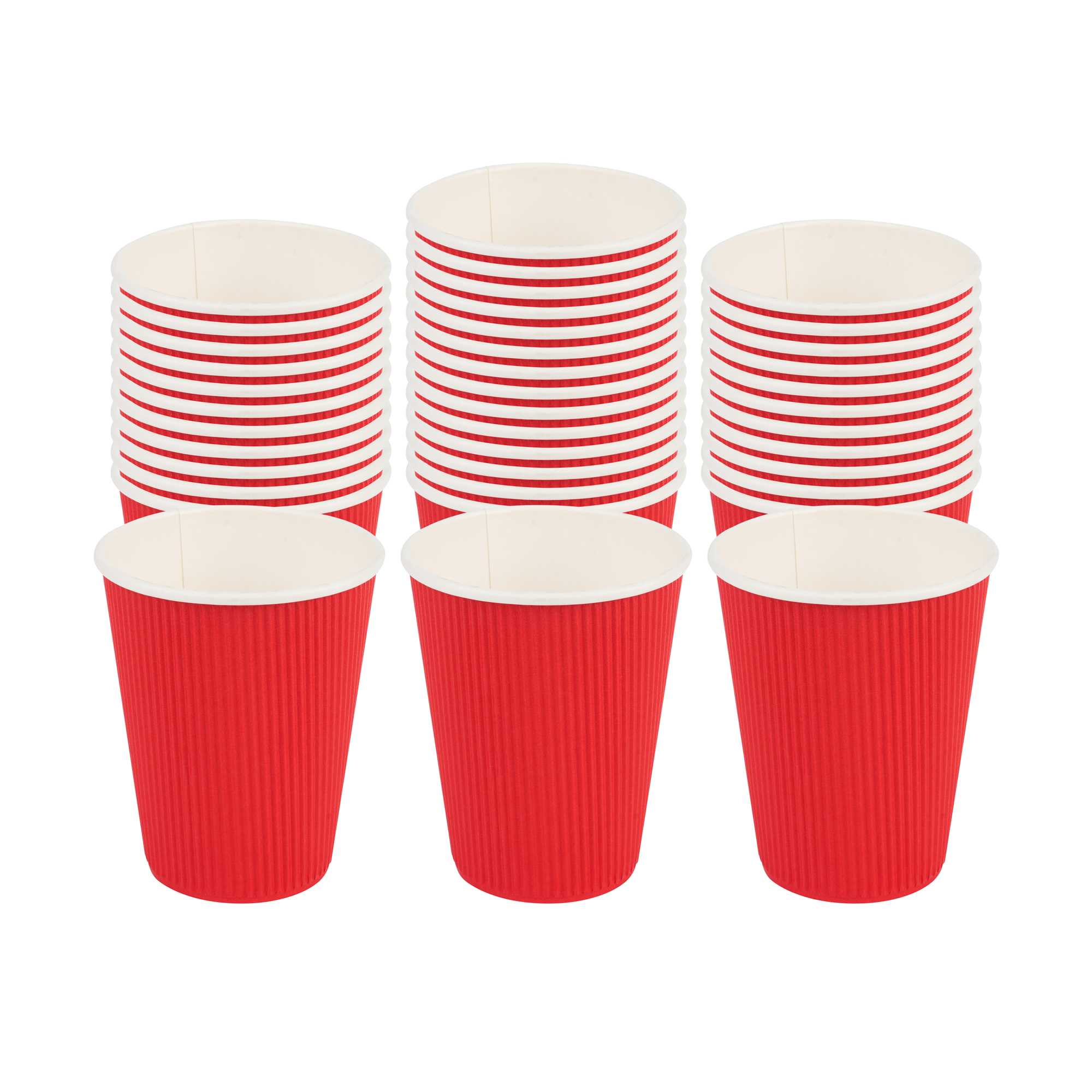 Restpresso 12 oz Red Paper Coffee Cup - Ripple Wall - 3 1/2" x 3 1/2" x 4 1/4" - 500 count box