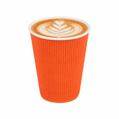 Restpresso 12 oz Tangerine Orange Paper Coffee Cup - Ripple Wall - 3 1/2