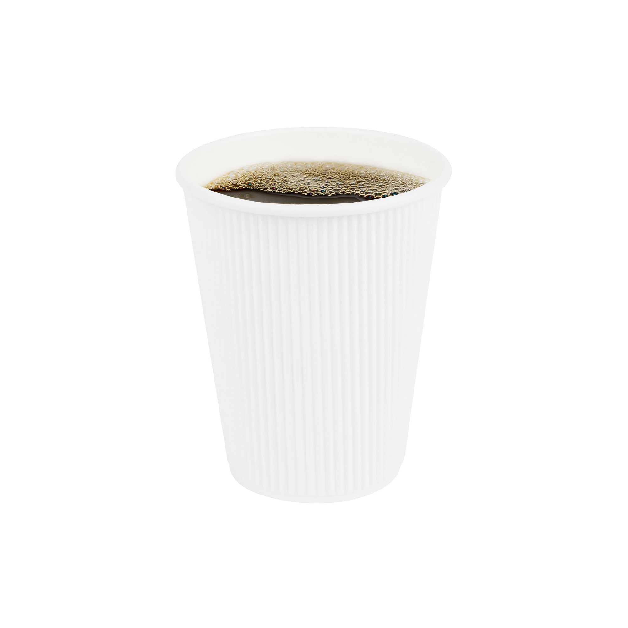 Restpresso 12 oz White Paper Coffee Cup - Ripple Wall - 3 1/2" x 3 1/2" x 4 1/4" - 500 count box
