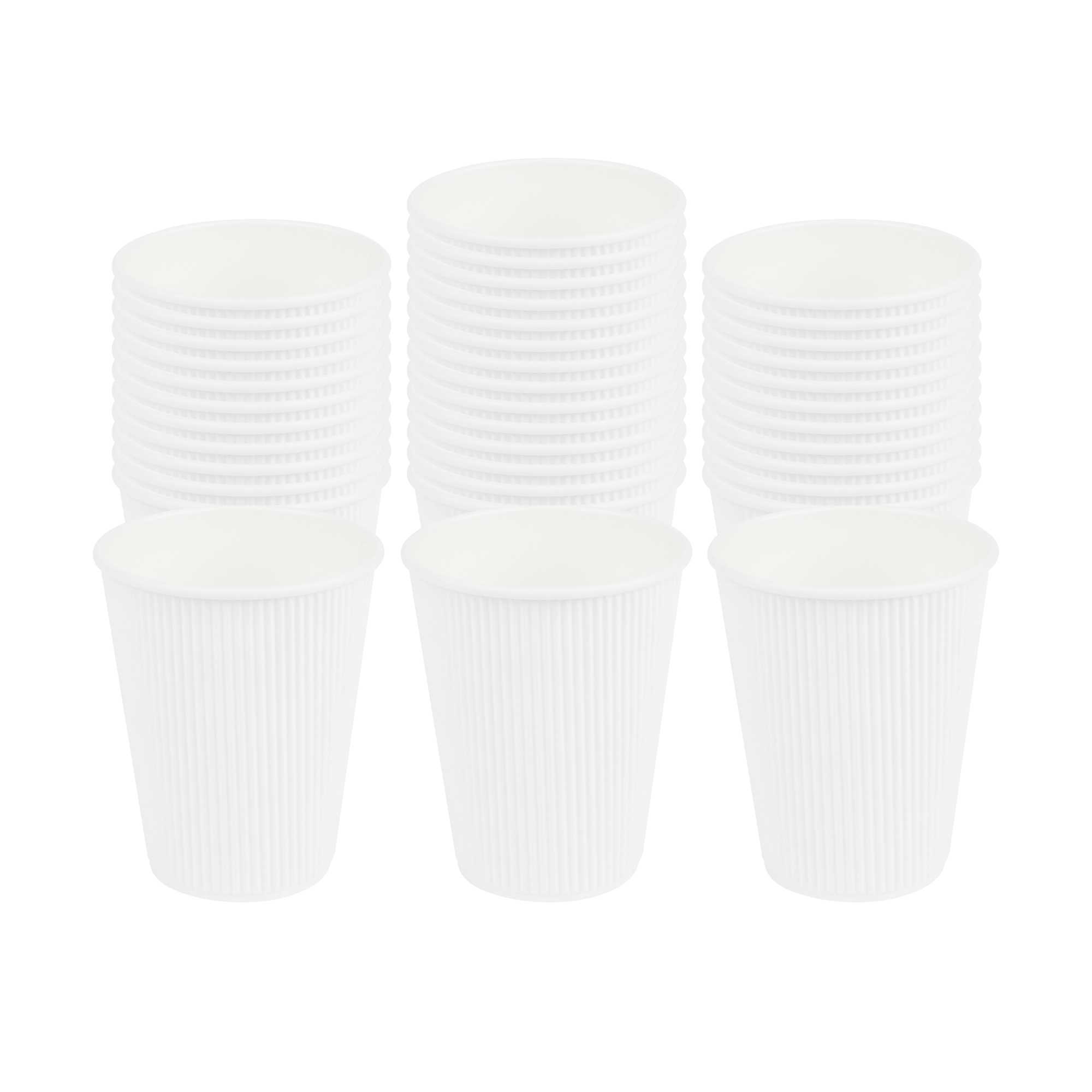 Restpresso 12 oz White Paper Coffee Cup - Ripple Wall - 3 1/2" x 3 1/2" x 4 1/4" - 500 count box