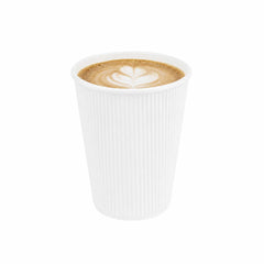 Restpresso 12 oz White Paper Coffee Cup - Ripple Wall - 3 1/2