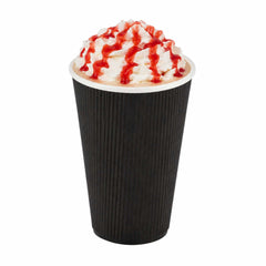 Restpresso 16 oz Black Paper Coffee Cup - Ripple Wall - 3 1/2