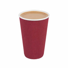 Restpresso 16 oz Crimson Paper Coffee Cup - Ripple Wall - 3 1/2