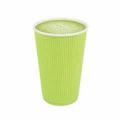Restpresso 16 oz Eco Green Paper Coffee Cup - Ripple Wall - 3 1/2