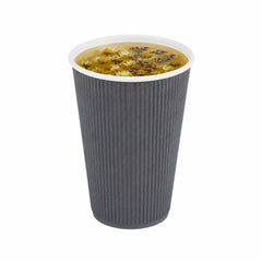 Restpresso 16 oz Gray Paper Coffee Cup - Ripple Wall - 3 1/2