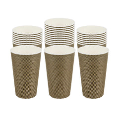 Restpresso 16 oz Mocha Pin Check Paper Coffee Cup - Spiral Wall - 3 1/2