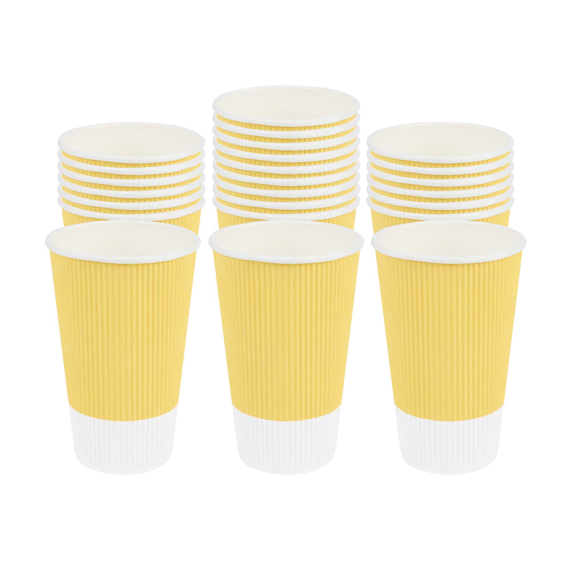 Restpresso 16 oz Light Yellow Paper Coffee Cup - Ripple Wall - 3 1/2" x 3 1/2" x 5 1/2" - 500 count box