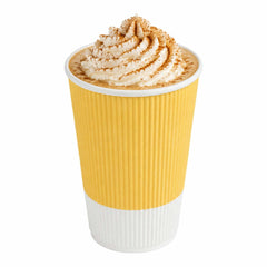 Restpresso 16 oz Light Yellow Paper Coffee Cup - Ripple Wall - 3 1/2