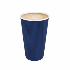 Restpresso 16 oz Midnight Blue Paper Coffee Cup - Ripple Wall - 3 1/2