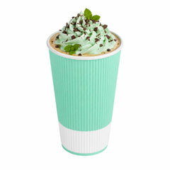 Restpresso 16 oz Light Green Paper Coffee Cup - Ripple Wall - 3 1/2