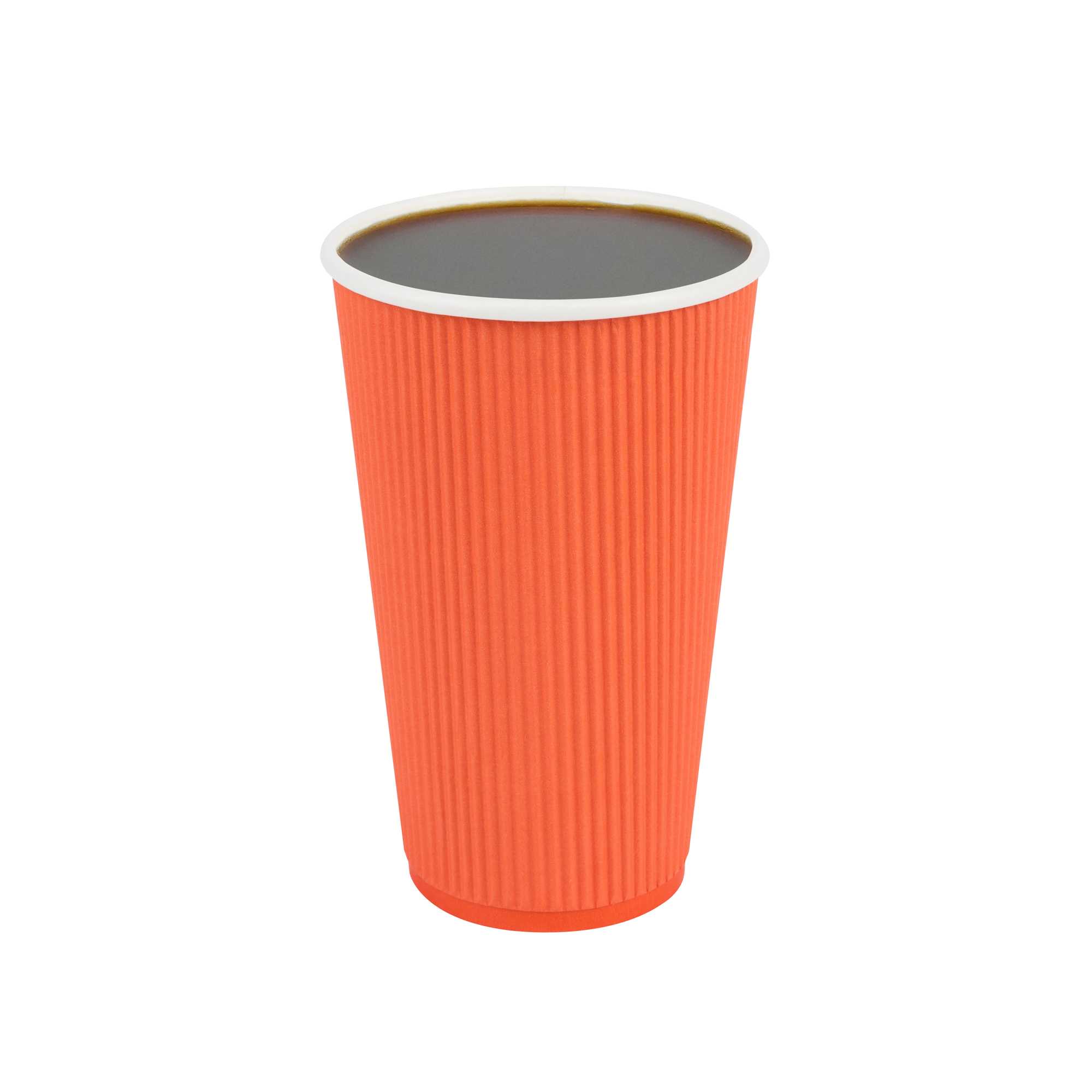 Restpresso 16 oz Tangerine Orange Paper Coffee Cup - Ripple Wall - 3 1/2" x 3 1/2" x 5 1/2" - 500 count box