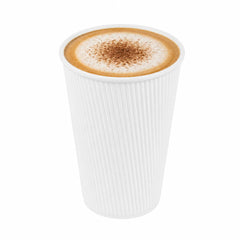 Restpresso 16 oz White Paper Coffee Cup - Ripple Wall - 3 1/2