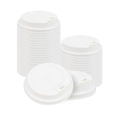 Restpresso White Plastic Coffee Cup Lid - Elevated Spout, Fits 8, 12, 16 and 20 oz - 25 count box
