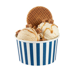 Coppetta 12 oz Round Blue and White Stripe Paper To Go Cup - 4