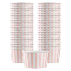 Coppetta 12 oz Round Pink and White Stripe Paper To Go Cup - 4