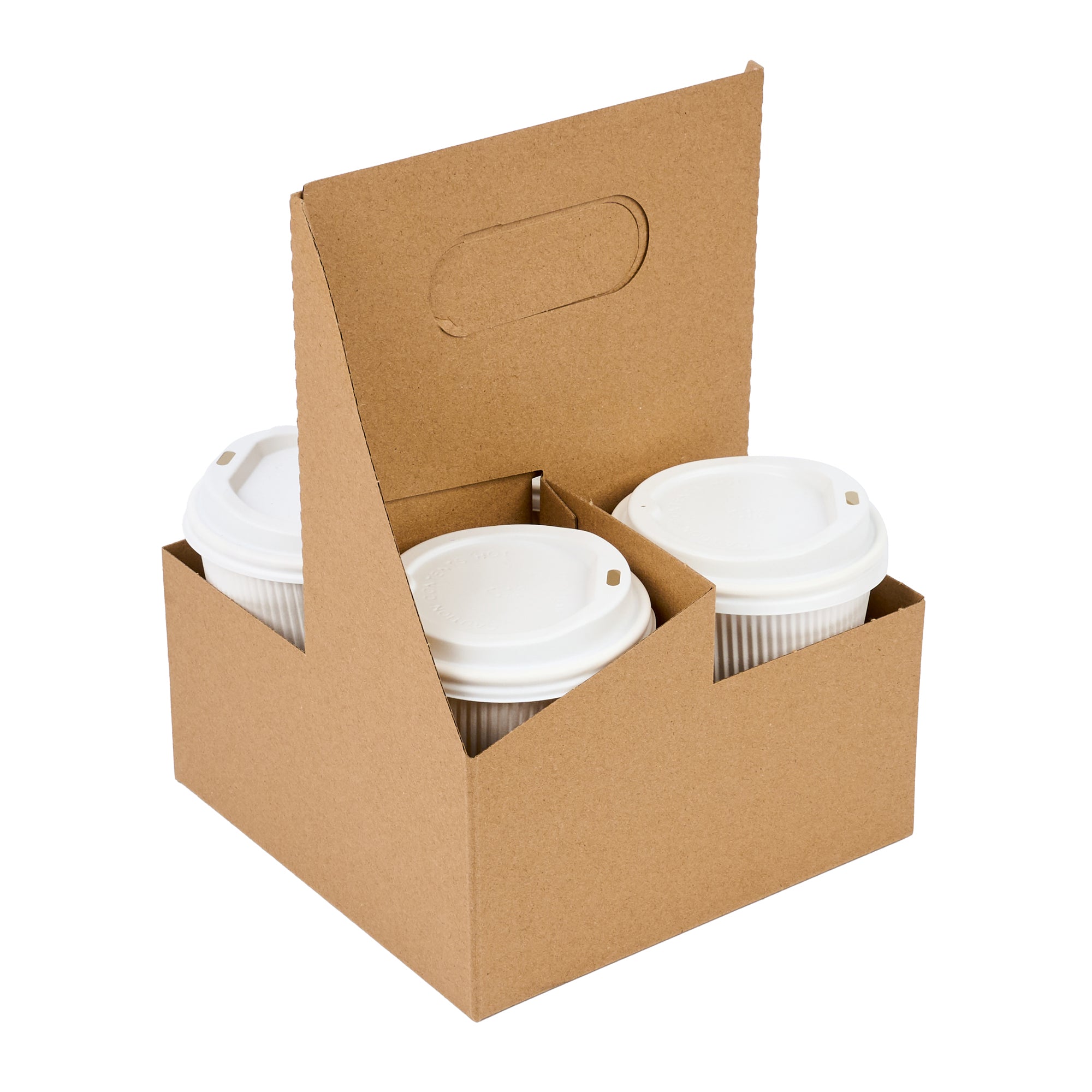 Restpresso Kraft Paper Altalena Drink Carrier - Fits 4 Cups - 7 1/4" x 7 1/4" x 9 1/4" - 100 count box