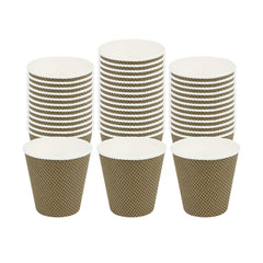 Restpresso 8 oz Mocha Pin Check Paper Coffee Cup - Spiral Wall - 3 1/2