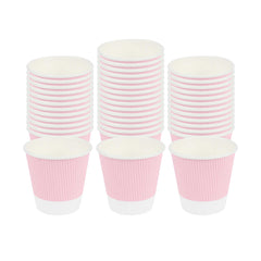 Restpresso 8 oz Light Pink Paper Coffee Cup - Ripple Wall - 3 1/2