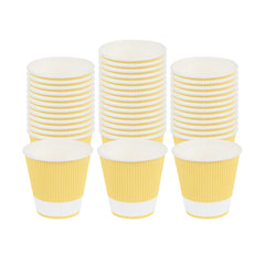 Restpresso 8 oz Light Yellow Paper Coffee Cup - Ripple Wall - 3 1/2