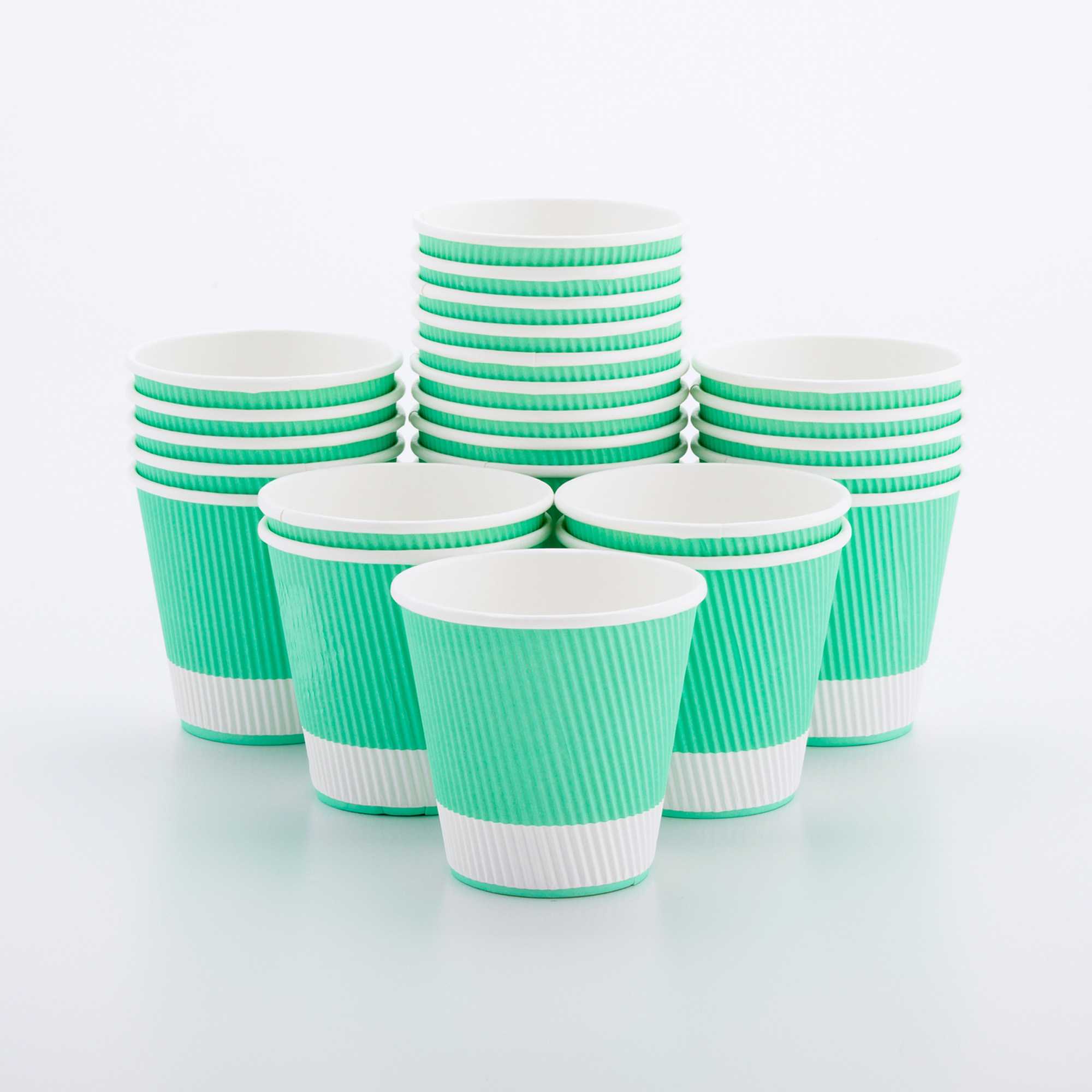 Restpresso 8 oz Light Green Paper Coffee Cup - Ripple Wall - 3 1/2" x 3 1/2" x 3 1/4" - 500 count box
