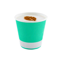Restpresso 8 oz Light Green Paper Coffee Cup - Ripple Wall - 3 1/2