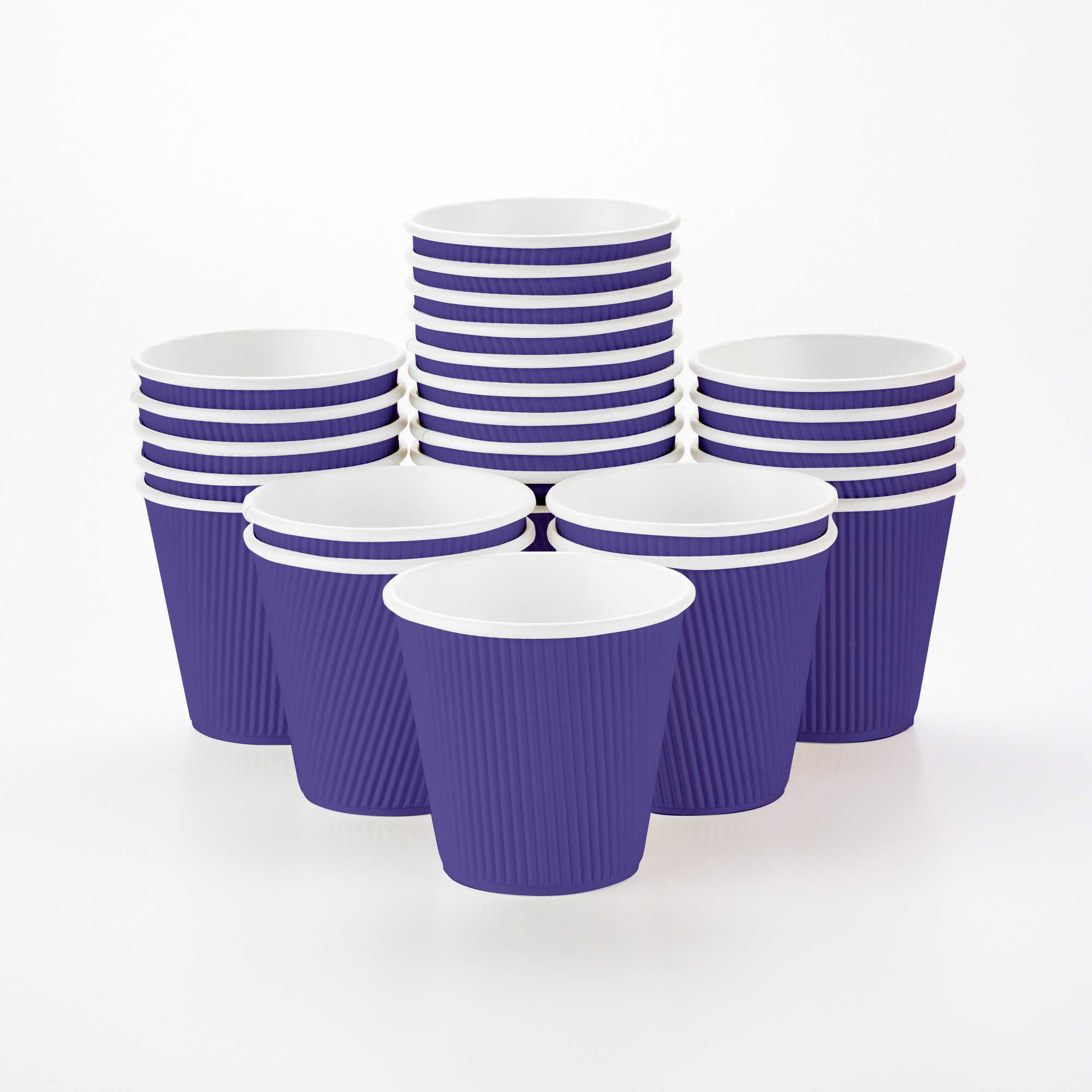 Restpresso 8 oz Royal Purple Paper Coffee Cup - Ripple Wall - 3 1/2" x 3 1/2" x 3 1/4" - 500 count box