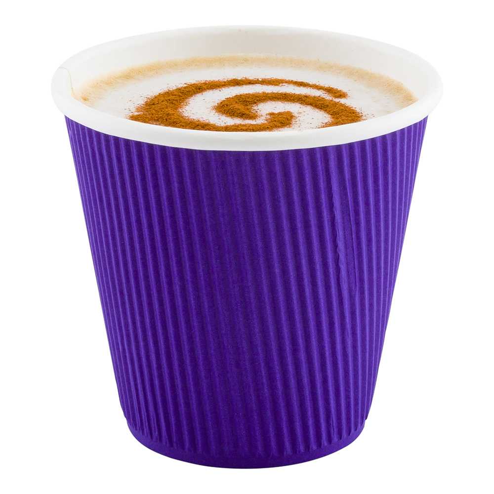 Restpresso 8 oz Royal Purple Paper Coffee Cup - Ripple Wall - 3 1/2" x 3 1/2" x 3 1/4" - 500 count box
