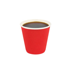 Restpresso 8 oz Red Paper Coffee Cup - Ripple Wall - 3 1/2