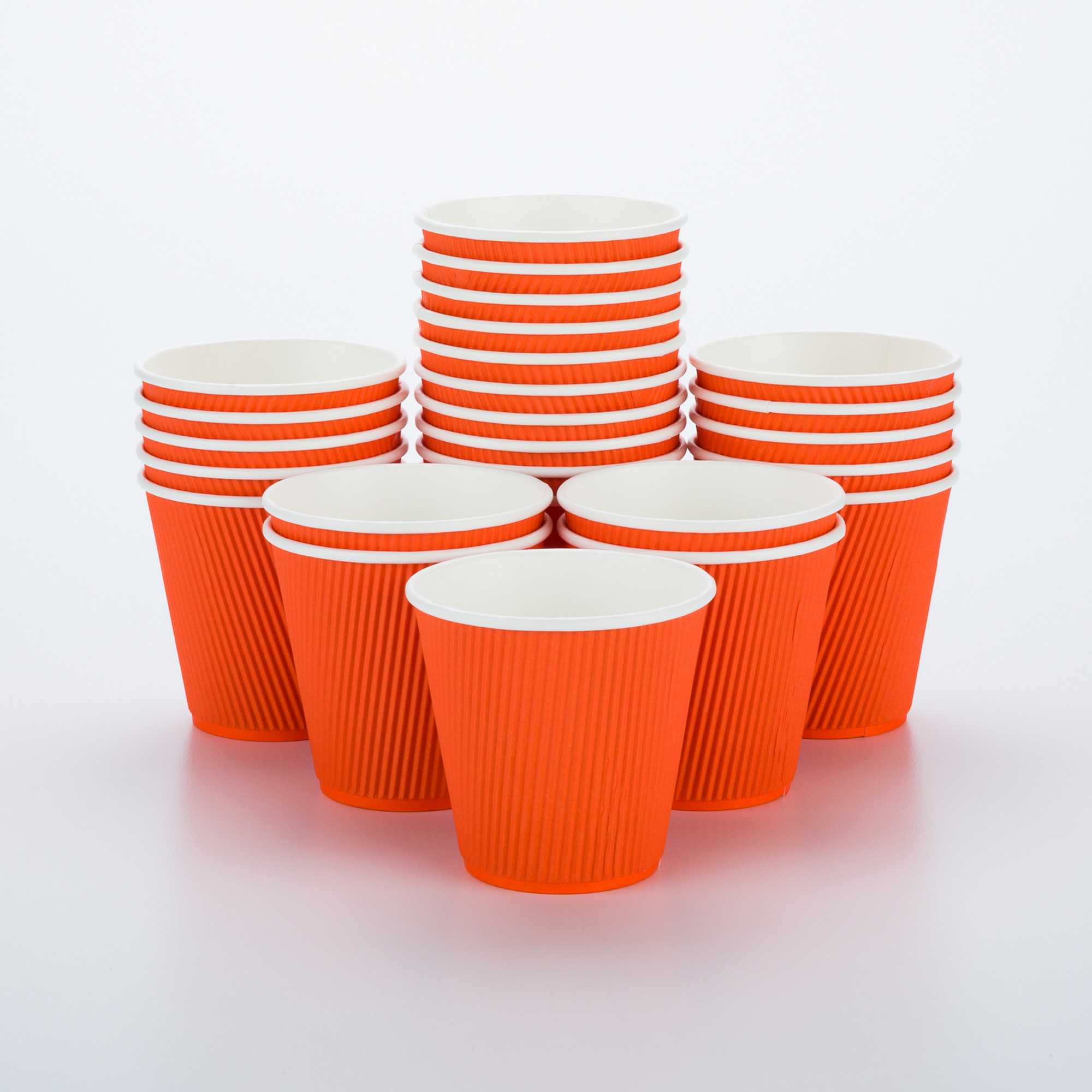 Restpresso 8 oz Tangerine Orange Paper Coffee Cup - Ripple Wall - 3 1/2" x 3 1/2" x 3 1/4" - 500 count box