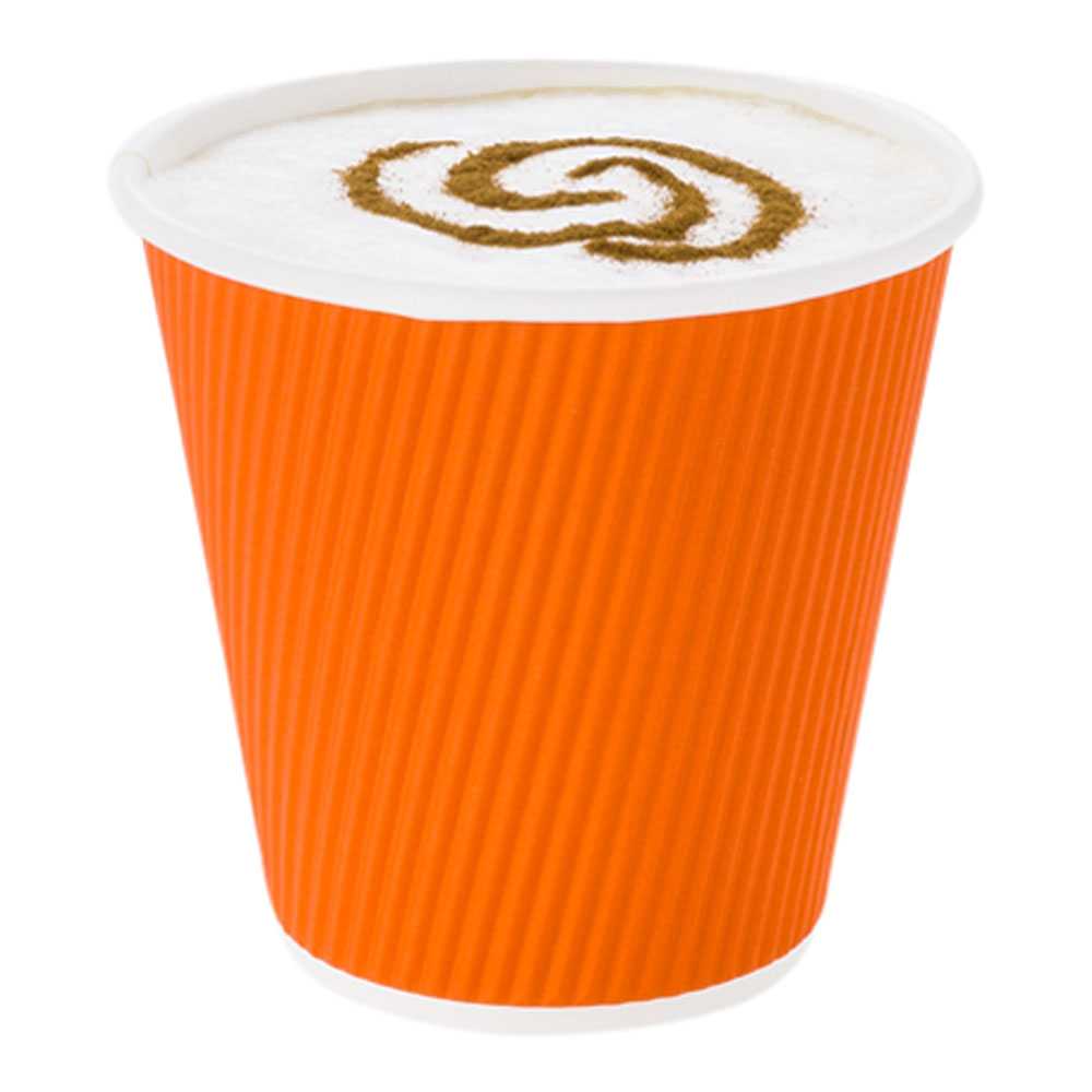 Restpresso 8 oz Tangerine Orange Paper Coffee Cup - Ripple Wall - 3 1/2" x 3 1/2" x 3 1/4" - 500 count box
