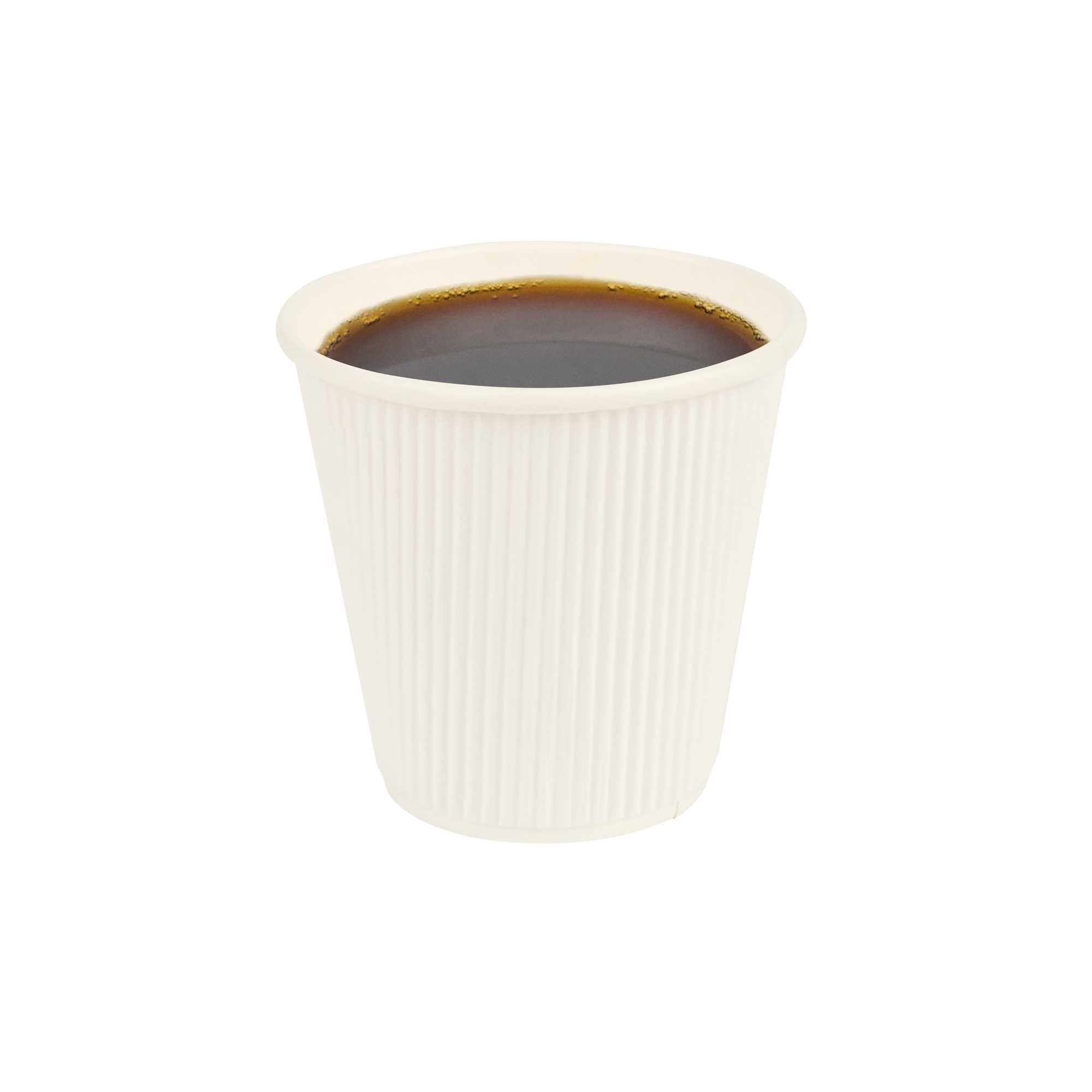 Restpresso 8 oz White Paper Coffee Cup - Ripple Wall - 3 1/2" x 3 1/2" x 3 1/4" - 500 count box
