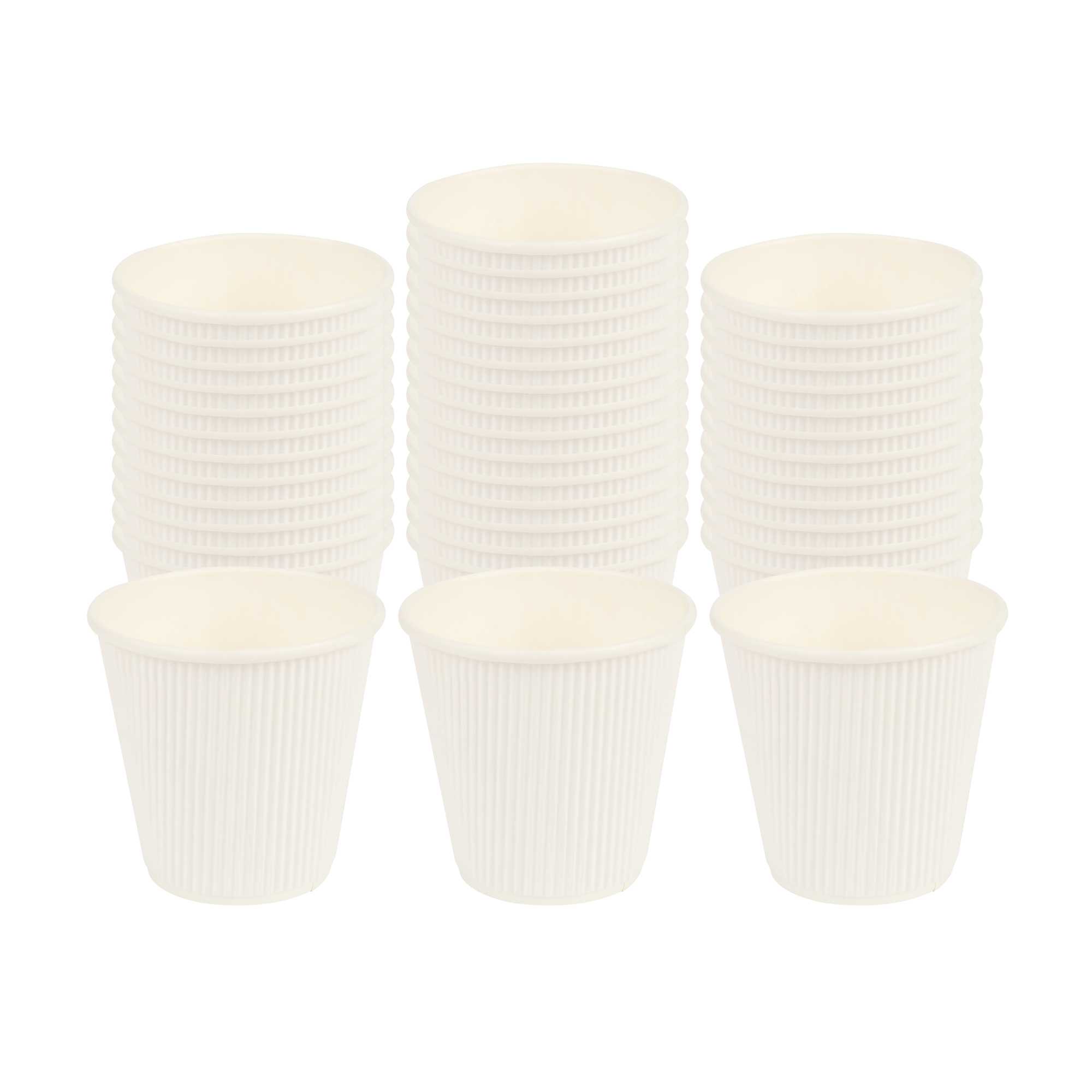 Restpresso 8 oz White Paper Coffee Cup - Ripple Wall - 3 1/2" x 3 1/2" x 3 1/4" - 500 count box
