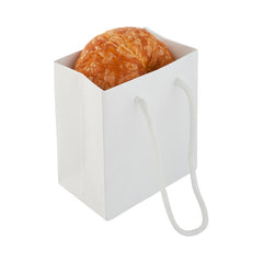 Vogue Rectangle White Paper Extra Small Shopping and Take Out Bag - Glossy, Rope Handles - 5