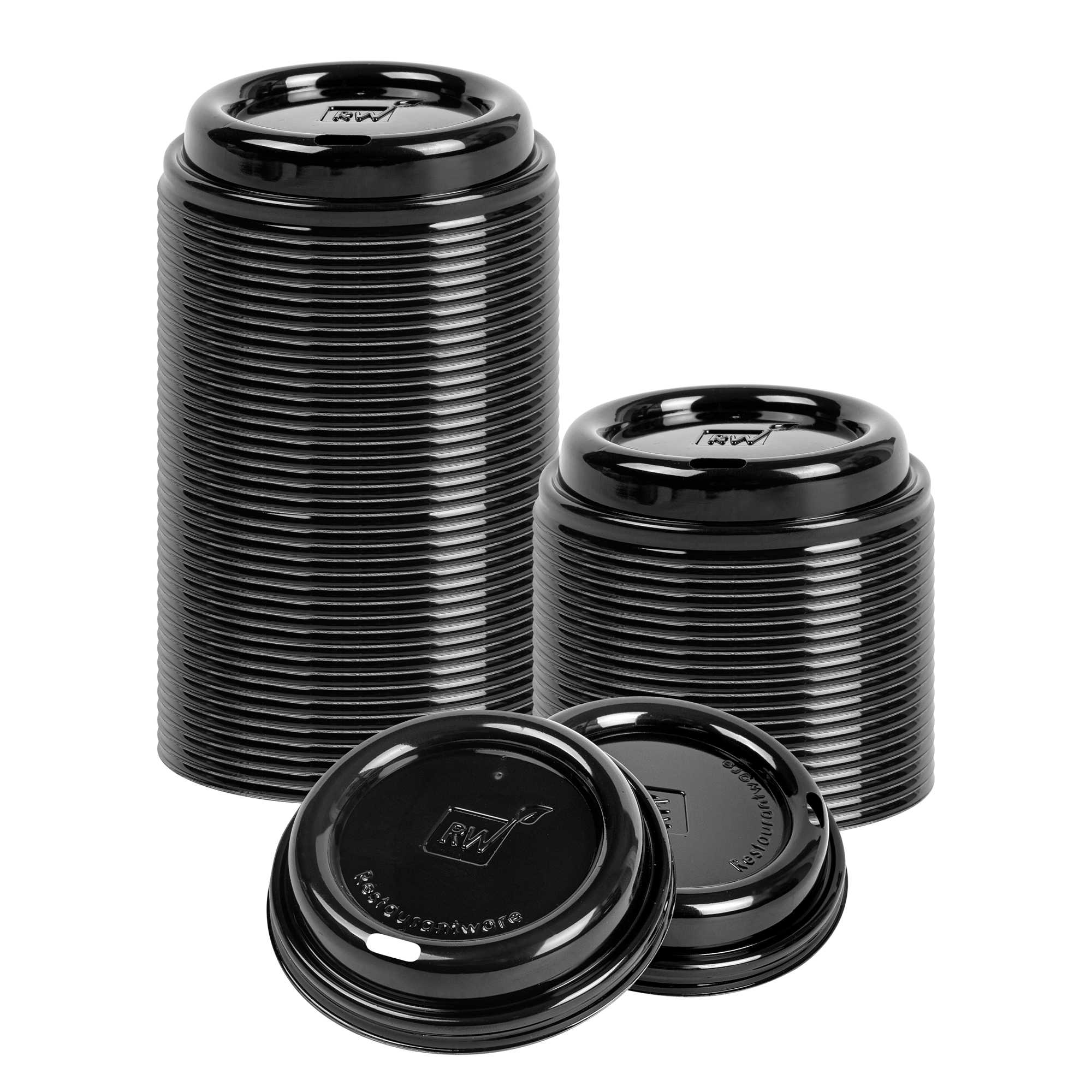 Restpresso Black Plastic Coffee Cup Lid - Fits 8, 12, 16 and 20 oz - 500 count box