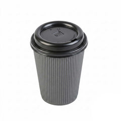 Restpresso Black Plastic Coffee Cup Lid - Fits 8, 12, 16 and 20 oz - 25 count box