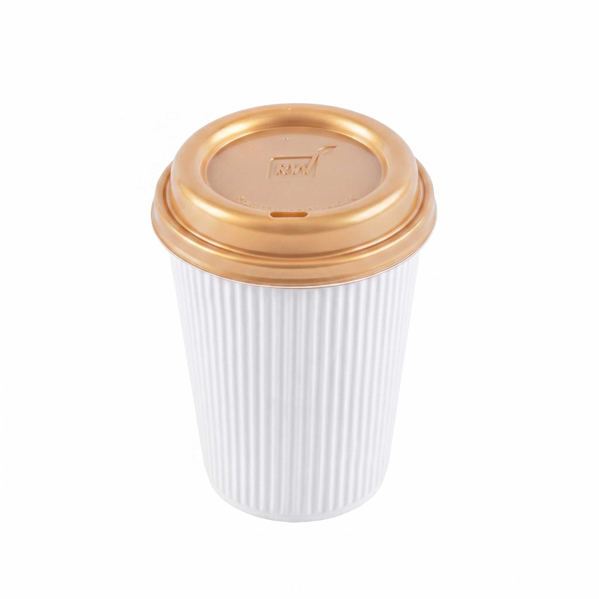 Restpresso Gold Plastic Coffee Cup Lid - Fits 8, 12, 16 and 20 oz - 500 count box