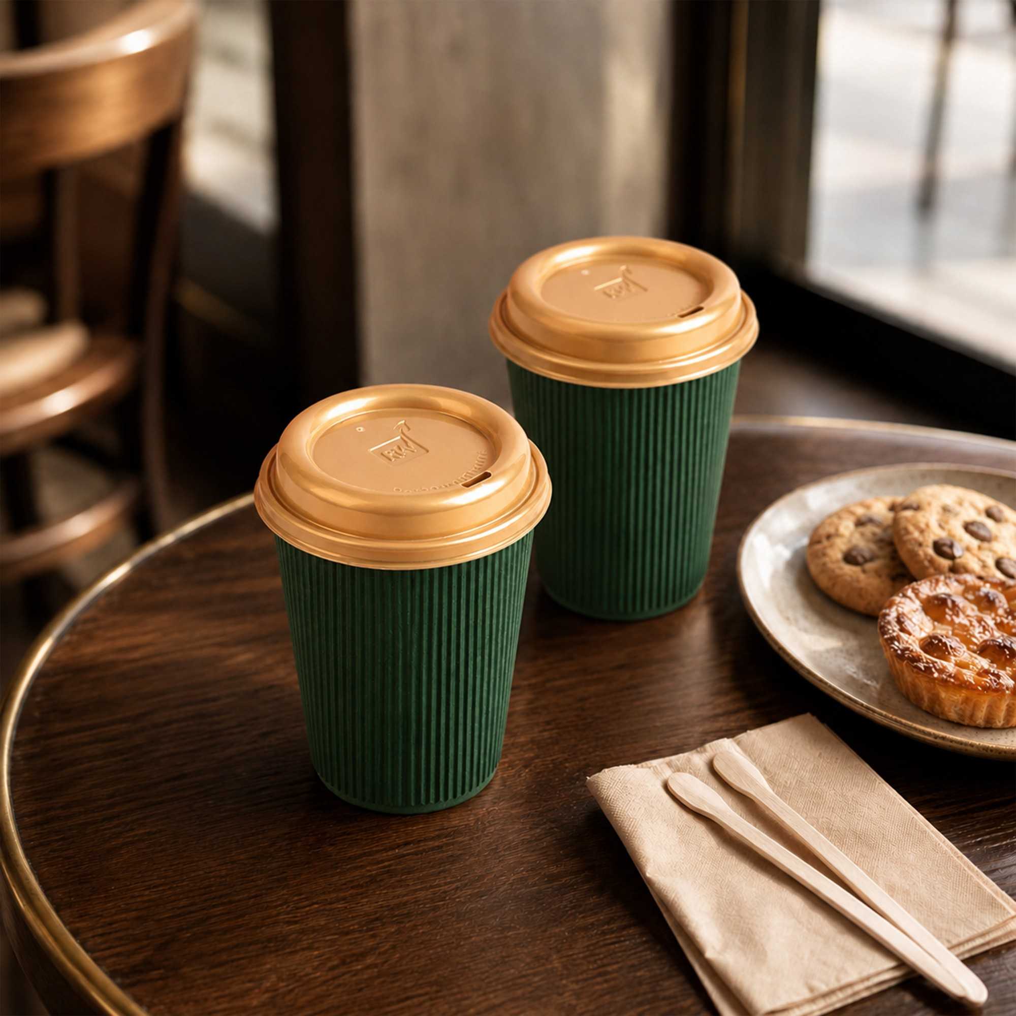 Restpresso Gold Plastic Coffee Cup Lid - Fits 8, 12, 16 and 20 oz - 500 count box