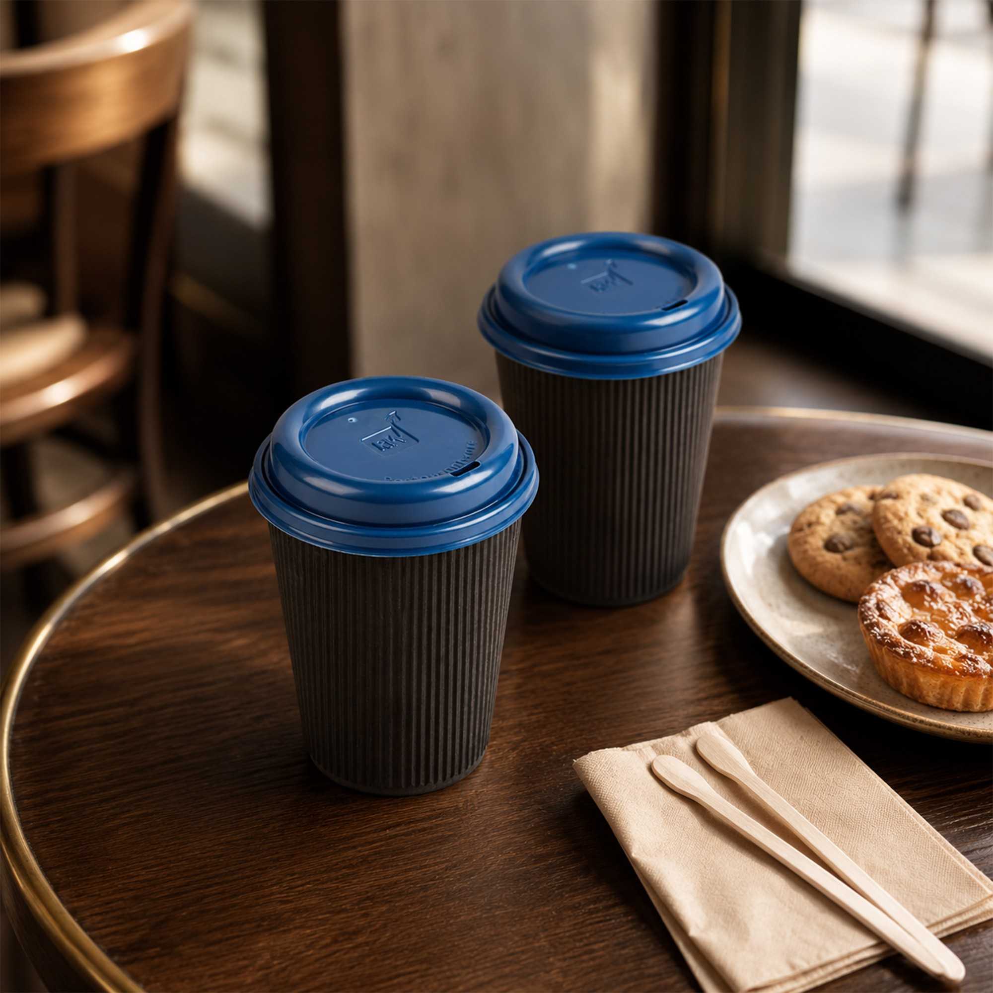 Restpresso Midnight Blue Plastic Coffee Cup Lid - Fits 8, 12, 16 and 20 oz - 500 count box