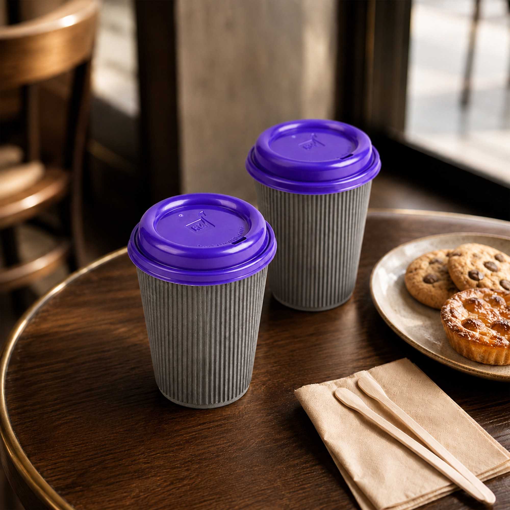 Restpresso Purple Plastic Coffee Cup Lid - Fits 8, 12, 16 and 20 oz - 500 count box