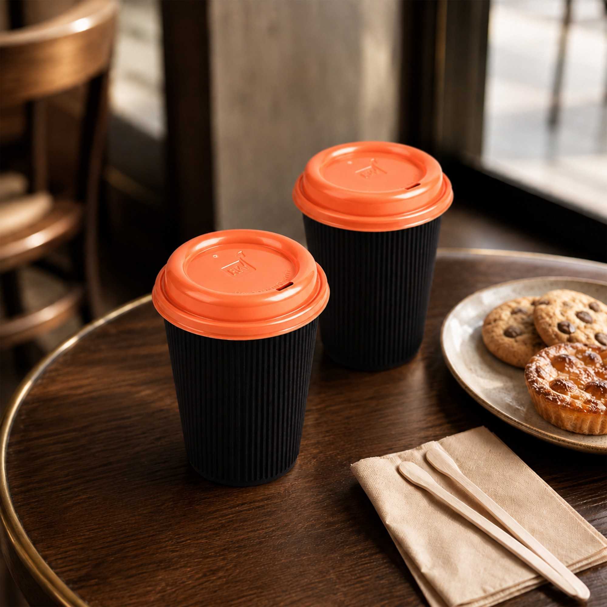 Restpresso Tangerine Orange Plastic Coffee Cup Lid - Fits 8, 12, 16 and 20 oz - 500 count box