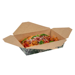 Bio Tek 49 oz Rectangle Camouflage Paper #2 Bio Box Take Out Container - 8 1/2