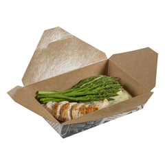 Bio Tek 49 oz Rectangle Newsprint Paper Bio Box Take Out Container - 8 1/2