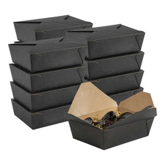 Bio Tek 71 oz Rectangle Black Paper #3 Bio Box Take Out Container - 8 1/2