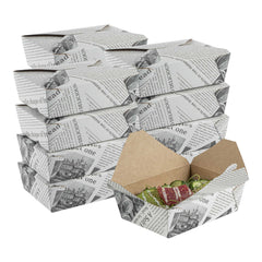 Bio Tek 71 oz Rectangle Newsprint Paper #3 Bio Box Take Out Container - 8 1/2