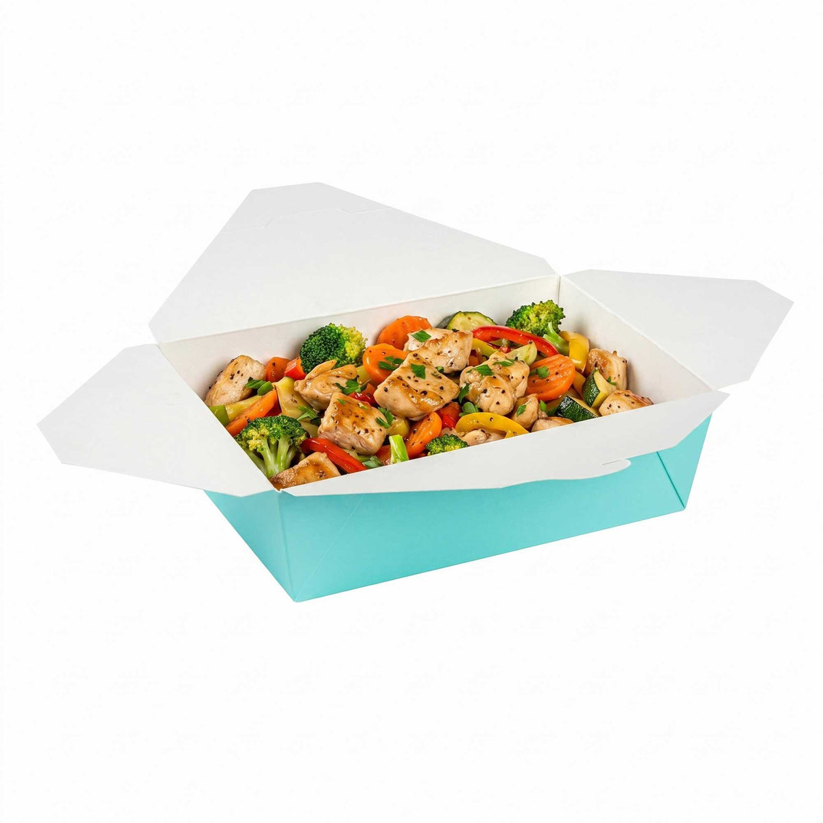 Bio Tek 71 oz Rectangle Turquoise Paper #3 Bio Box Take Out Container - 8 1/2" x 6 1/4" x 2 1/2" - 200 count box